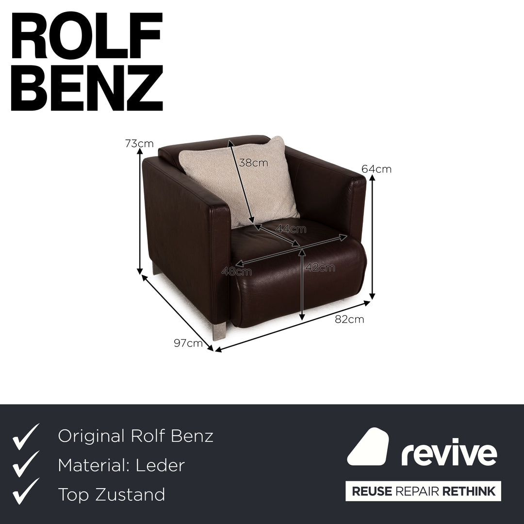 Rolf Benz 6300 Leather Armchair Brown Brown Dark Brown