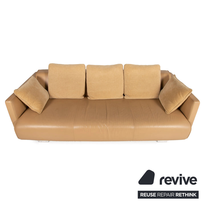 Rolf Benz 6300 leather sofa beige four-seater couch