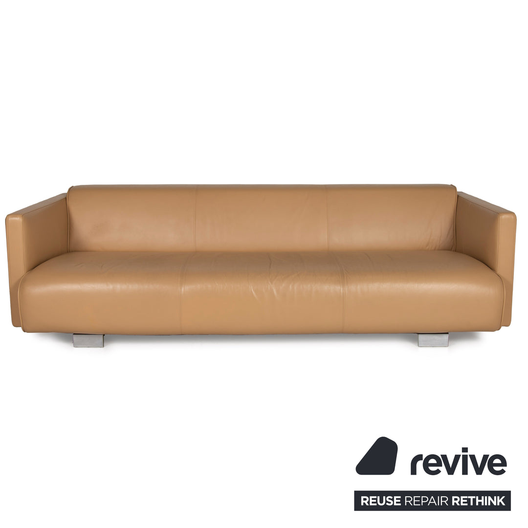 Rolf Benz 6300 Leder Sofa Beige Viersitzer Couch