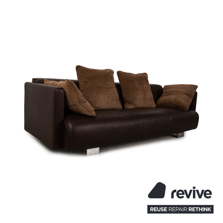 Rolf Benz 6300 leather sofa brown three-seater couch