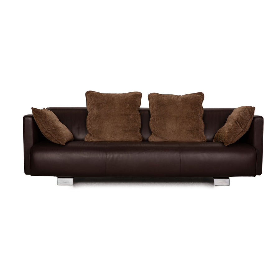 Rolf Benz 6300 leather sofa brown three-seater couch