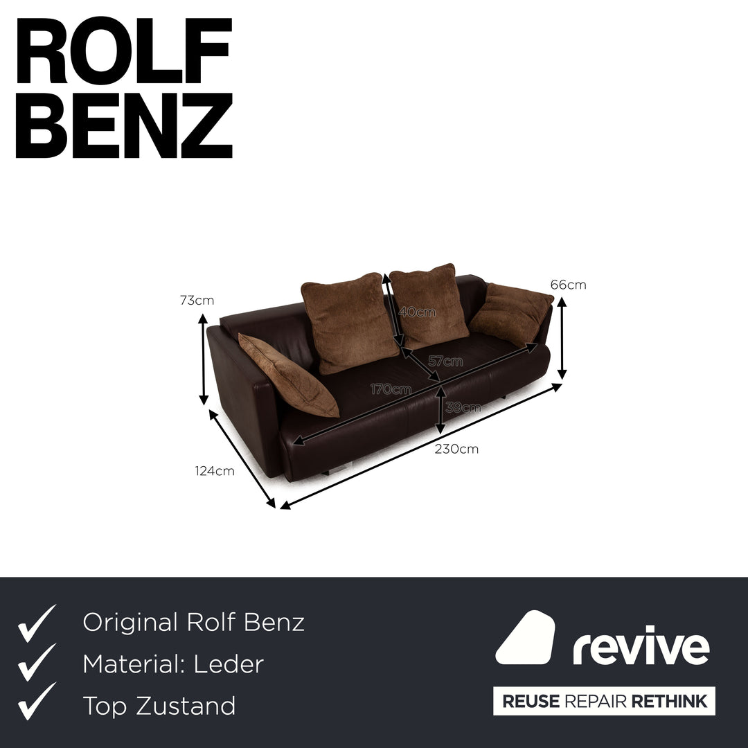 Rolf Benz 6300 leather sofa brown three-seater couch