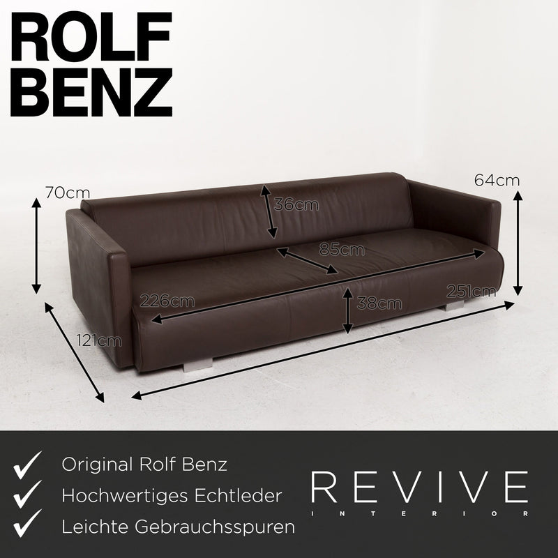 Rolf Benz 6300 Leder Sofa Braun Dunkelbraun Viersitzer Couch 