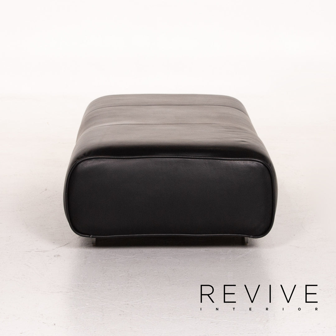 Rolf Benz 6300 Leder Sofa Garnitur Schwarz 1x Dreisitzer 1x Hocker #14439