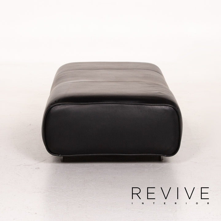 Rolf Benz 6300 Leder Sofa Garnitur Schwarz 1x Dreisitzer 1x Hocker #14439