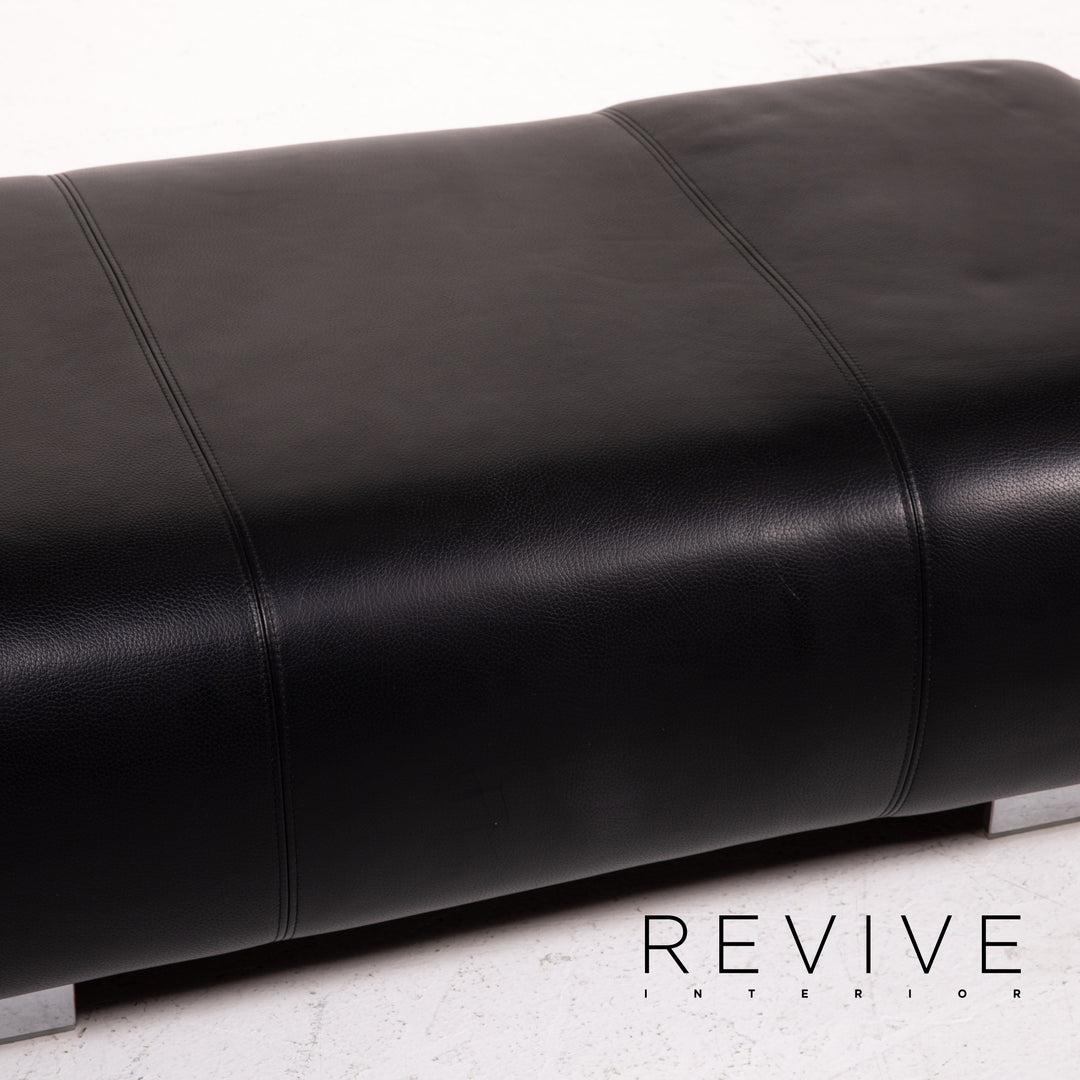 Rolf Benz 6300 Leder Sofa Garnitur Schwarz 1x Dreisitzer 1x Hocker #14439