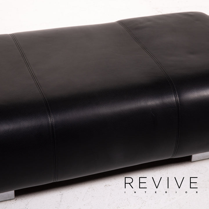 Rolf Benz 6300 Leder Sofa Garnitur Schwarz 1x Dreisitzer 1x Hocker #14439