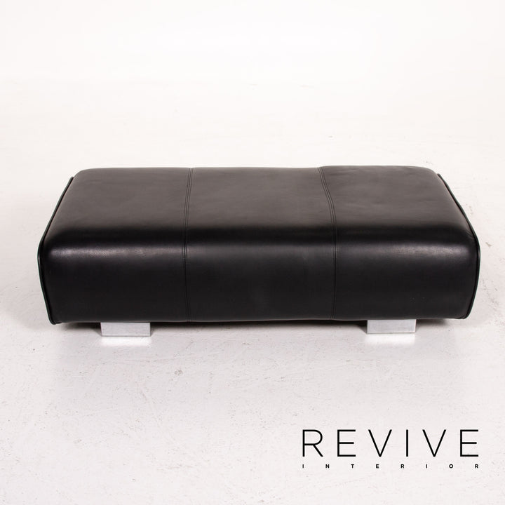 Rolf Benz 6300 Leder Sofa Garnitur Schwarz 1x Dreisitzer 1x Hocker #14439