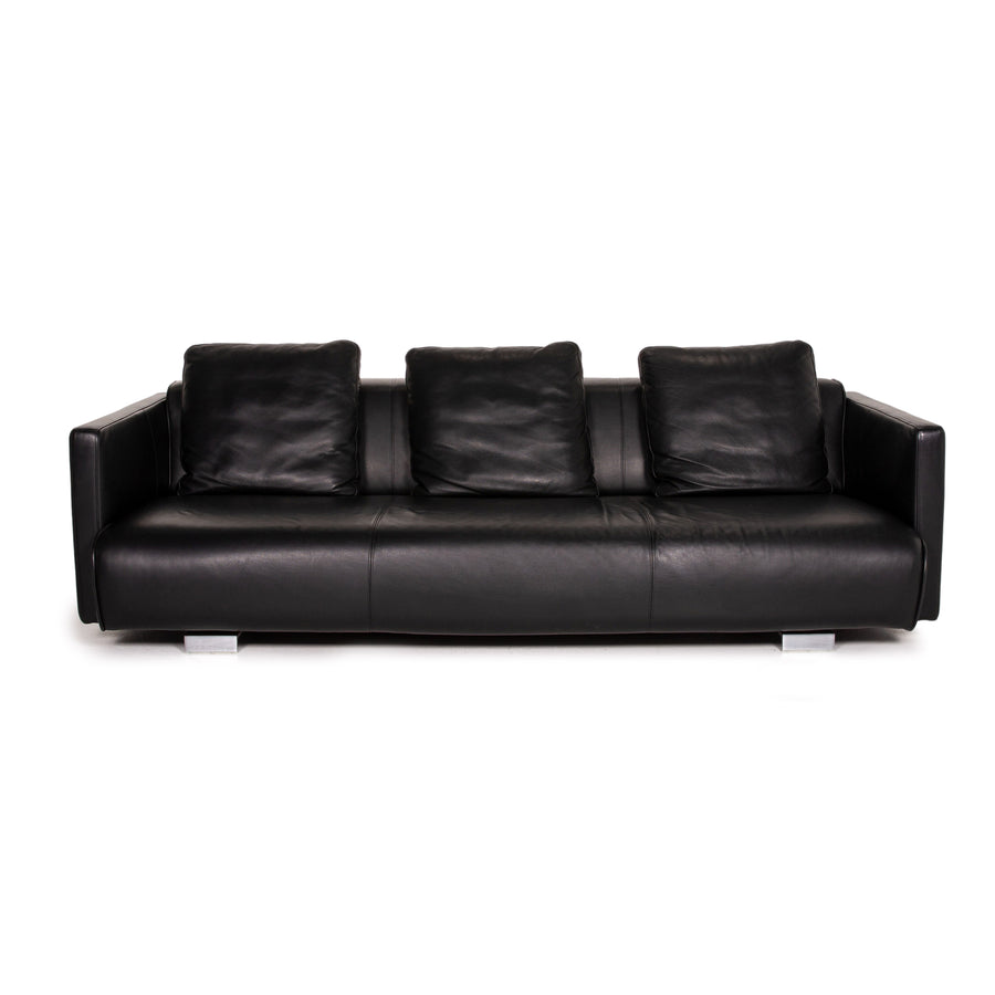 Rolf Benz 6300 Leder Sofa Schwarz Viersitzer Couch #14264