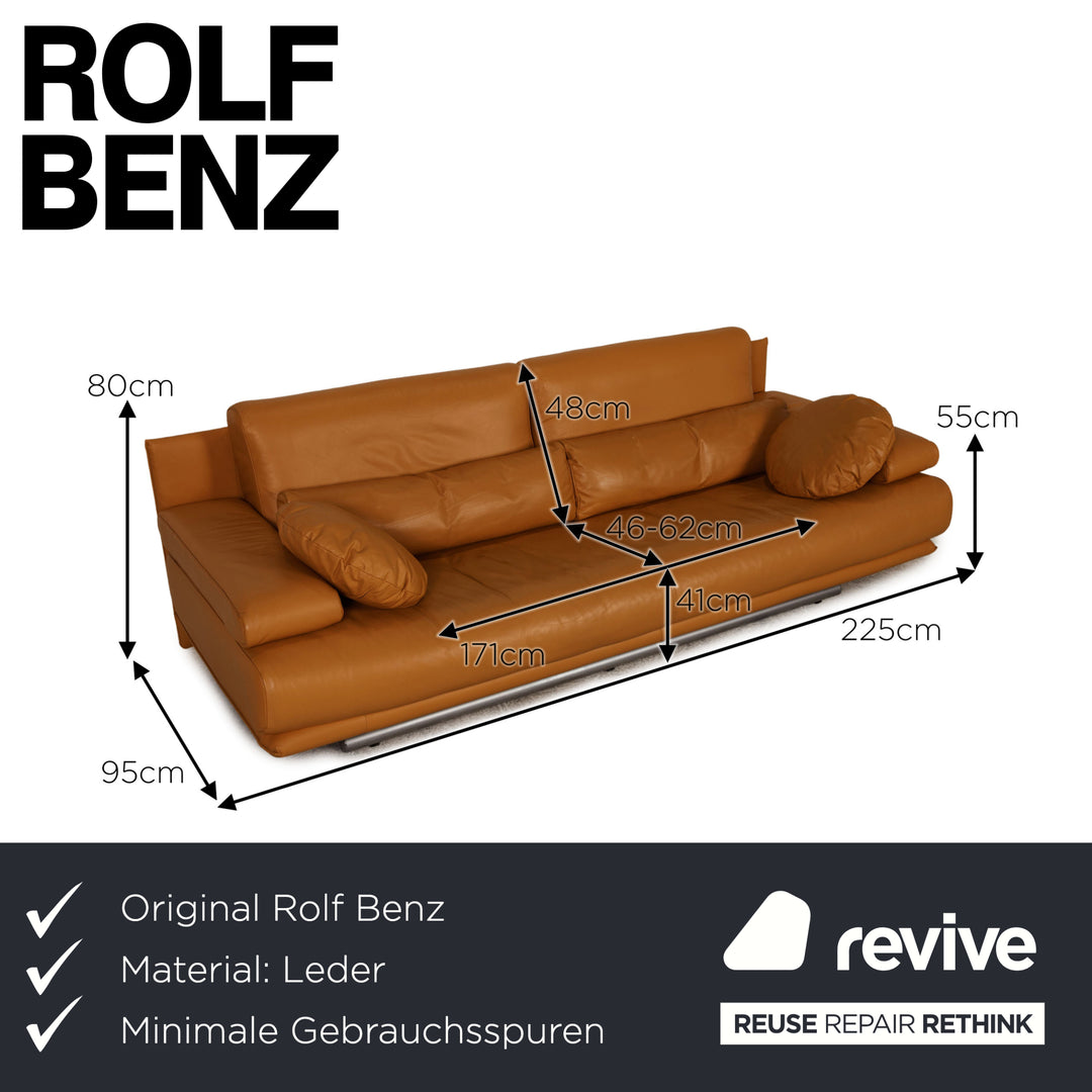 Rolf Benz 6500 Leder Dreisitzer Cognac Braun Sofa Couch