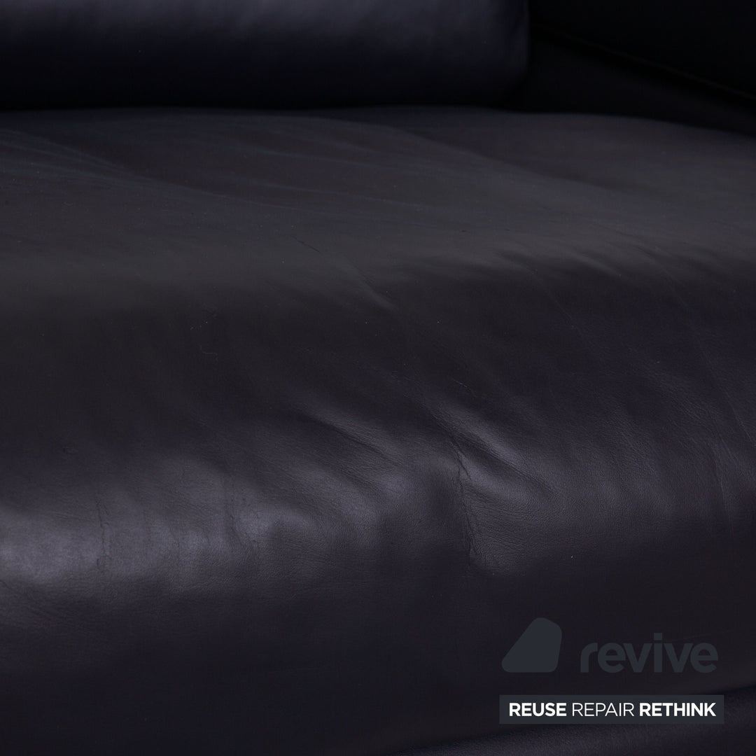 Rolf Benz 6500 Leder Dreisitzer Blau Dunkelblau Sofa Couch