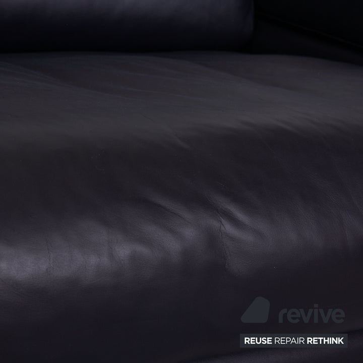 Rolf Benz 6500 Leder Dreisitzer Blau Dunkelblau Sofa Couch