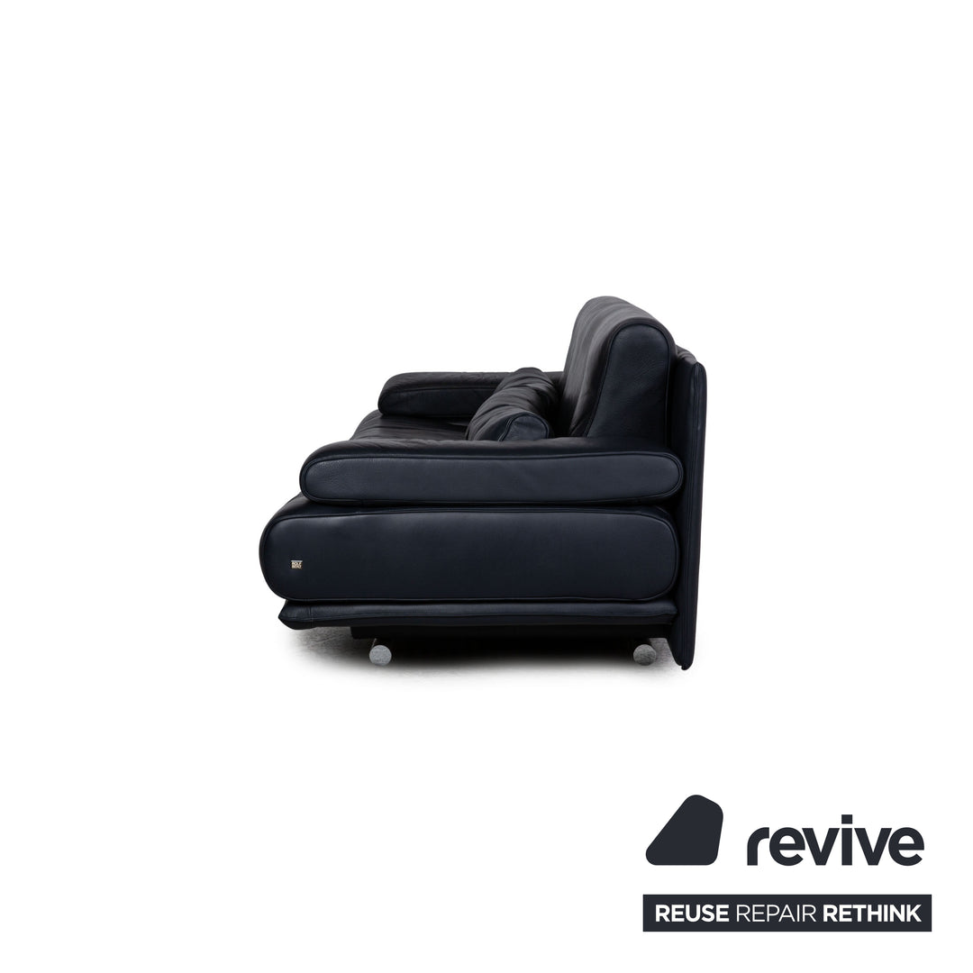 Rolf Benz 6500 Leder Dreisitzer Blau Dunkelblau Sofa Couch Funktion