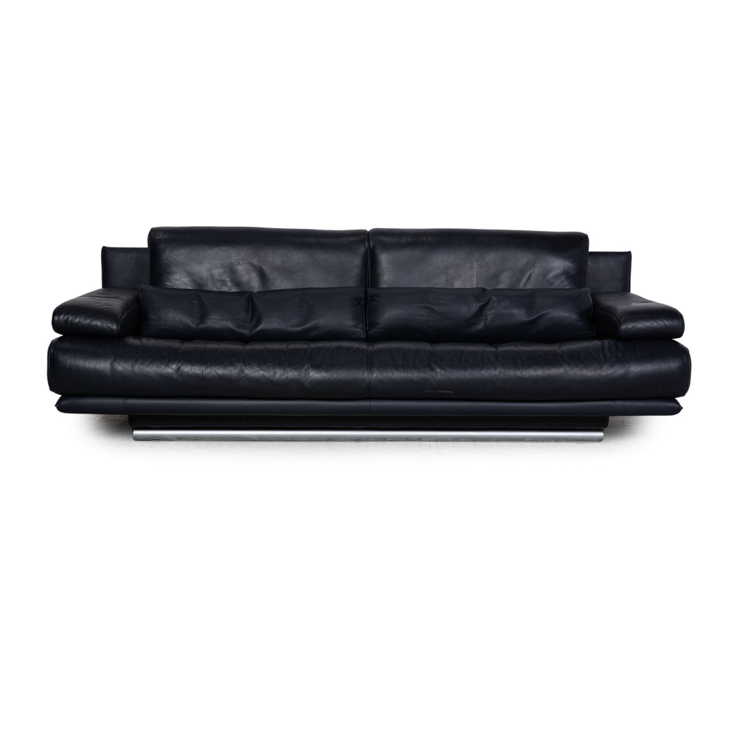 Rolf Benz 6500 Leder Dreisitzer Blau Dunkelblau Sofa Couch Funktion