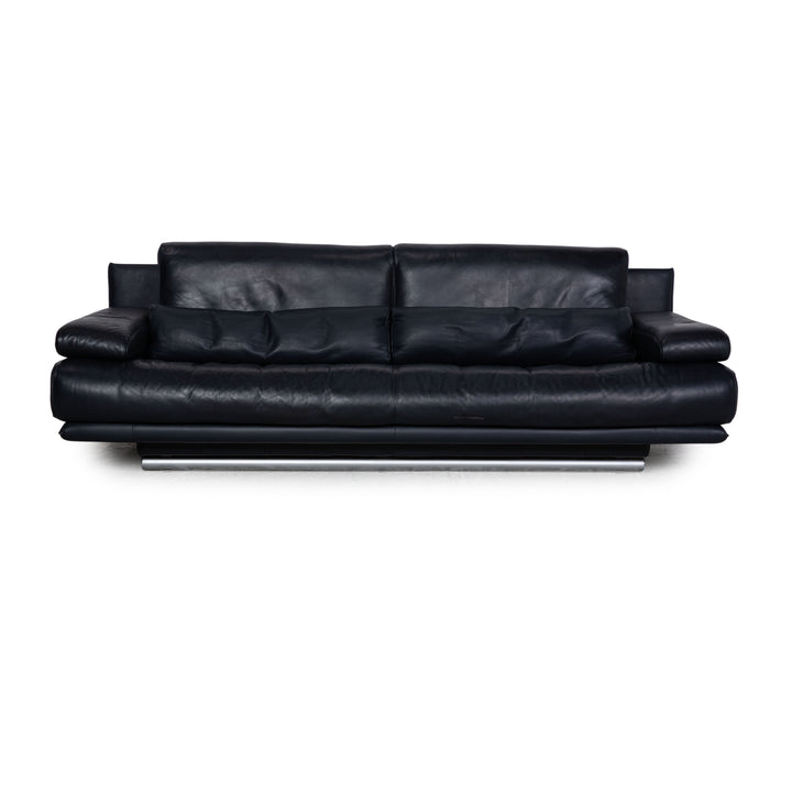 Rolf Benz 6500 Leder Dreisitzer Blau Dunkelblau Sofa Couch Funktion
