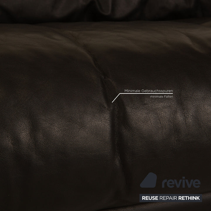 Rolf Benz 6500 Leder Dreisitzer Schwarz Sofa Couch
