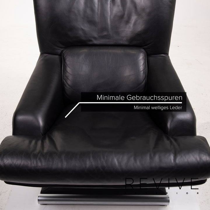 Rolf Benz 6500 Leder Sessel Schwarz Funktion #15265