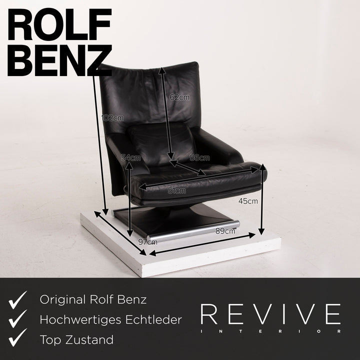 Rolf Benz 6500 Leder Sessel Schwarz Funktion #15265