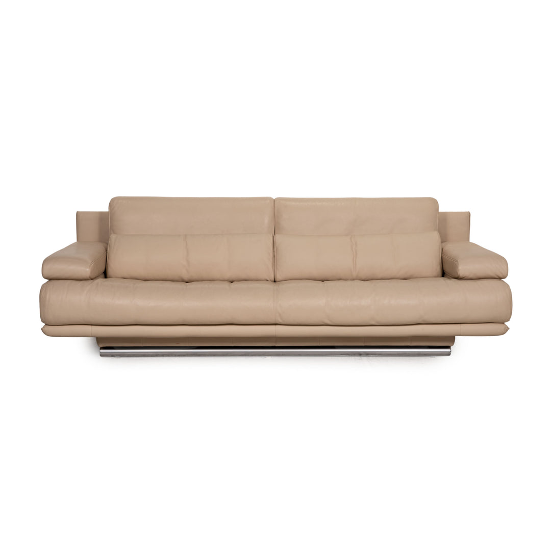 Rolf Benz 6500 leather sofa beige three-seater couch function