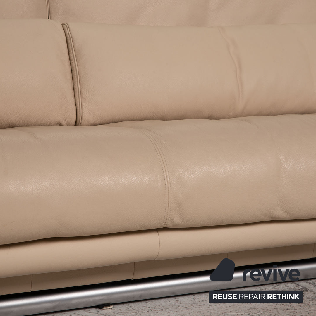 Rolf Benz 6500 leather sofa beige three-seater couch function