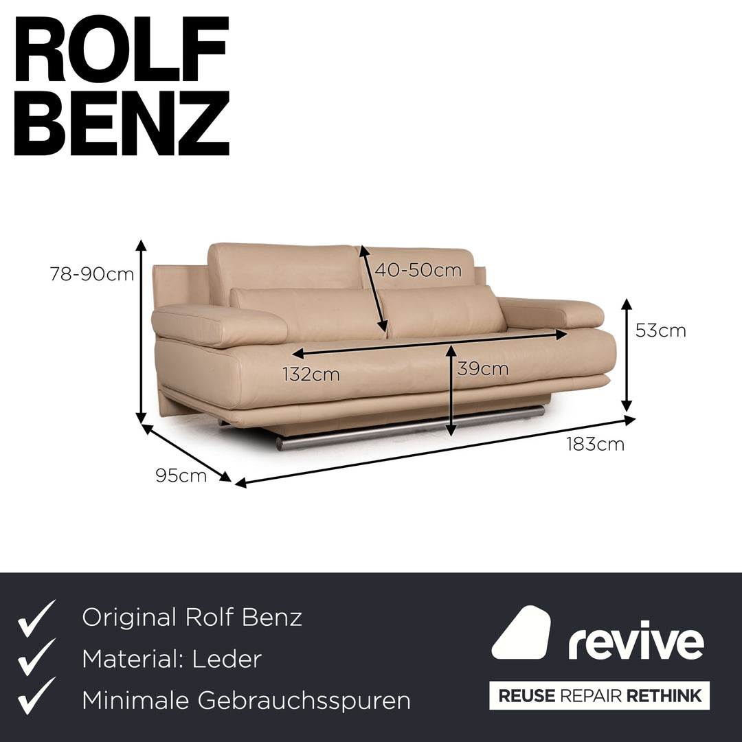 Rolf Benz 6500 leather sofa beige two-seater couch function
