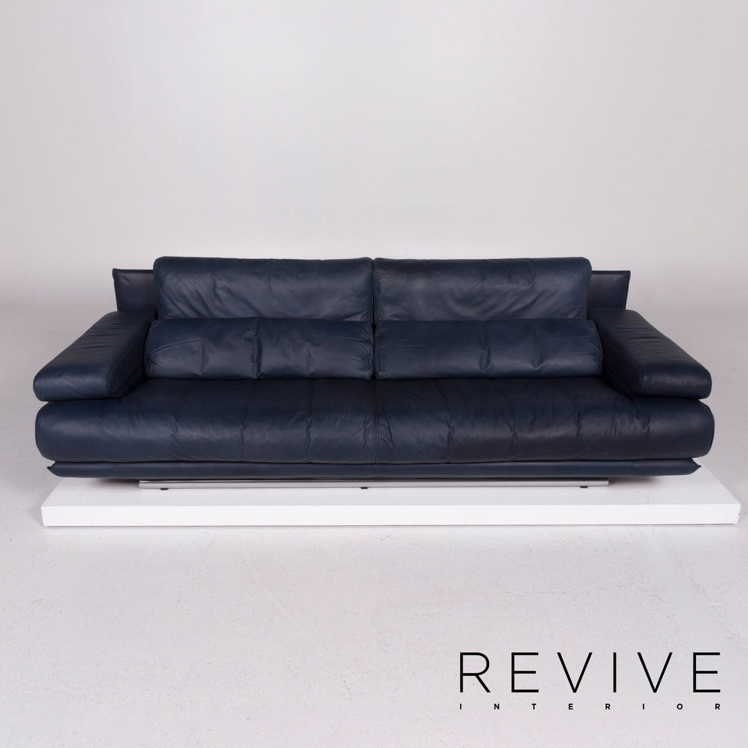 Rolf Benz 6500 leather sofa blue three-seater leather #11546