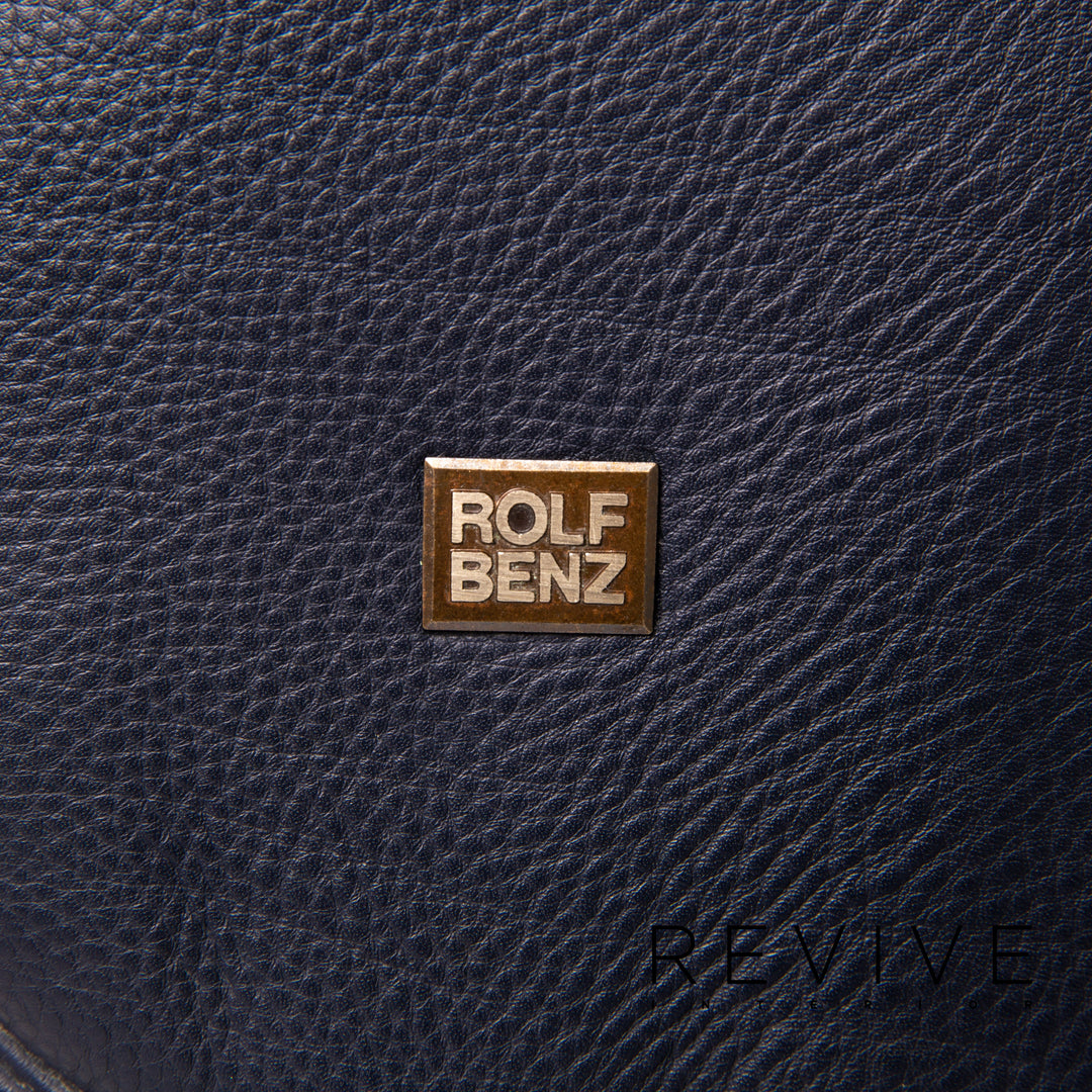 Rolf Benz 6500 leather sofa blue dark blue two-seater function couch #14780