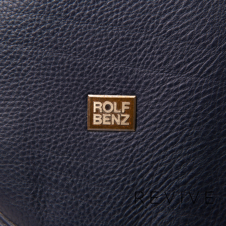 Rolf Benz 6500 leather sofa blue dark blue two-seater function couch #14780