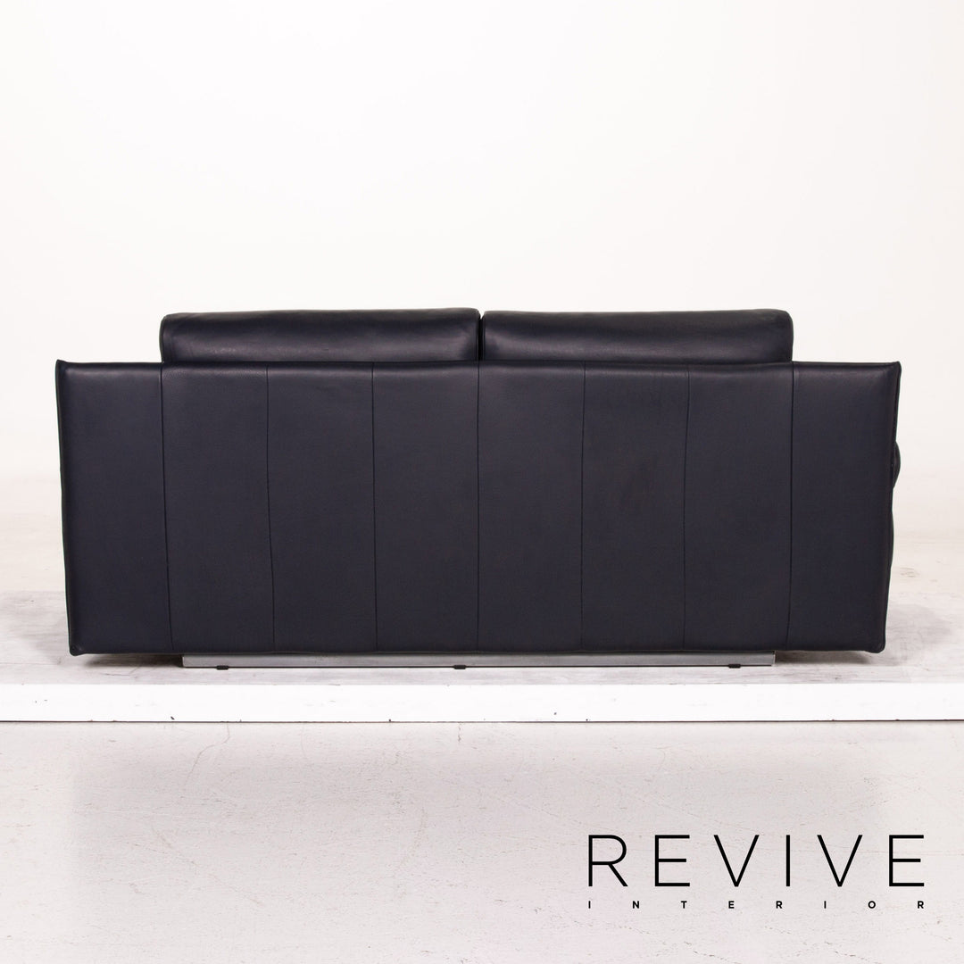 Rolf Benz 6500 leather sofa blue dark blue two-seater function couch #14780