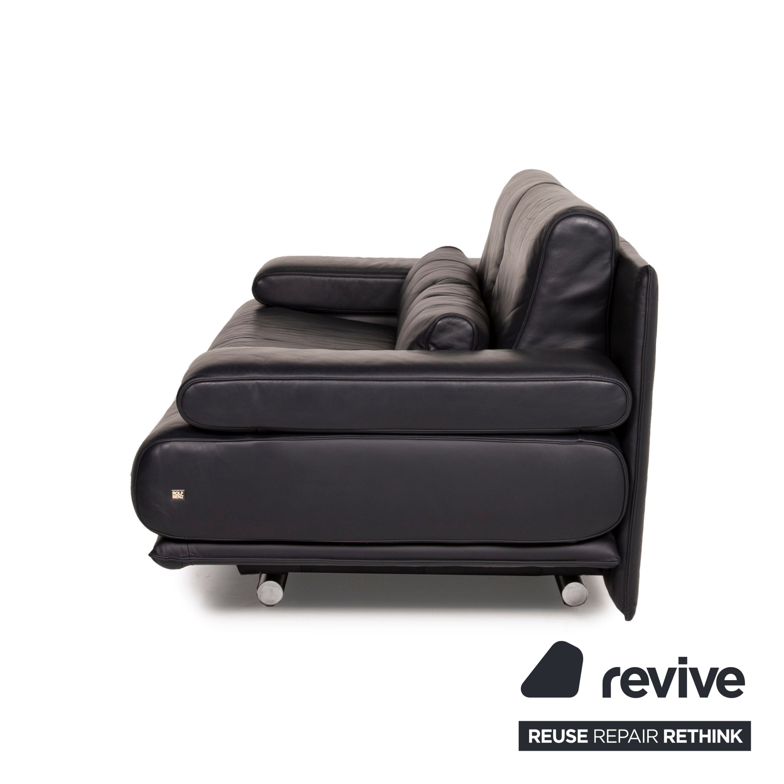 Rolf Benz 6500 Leder Sofa Dunkelblau Zweisitzer Funktion