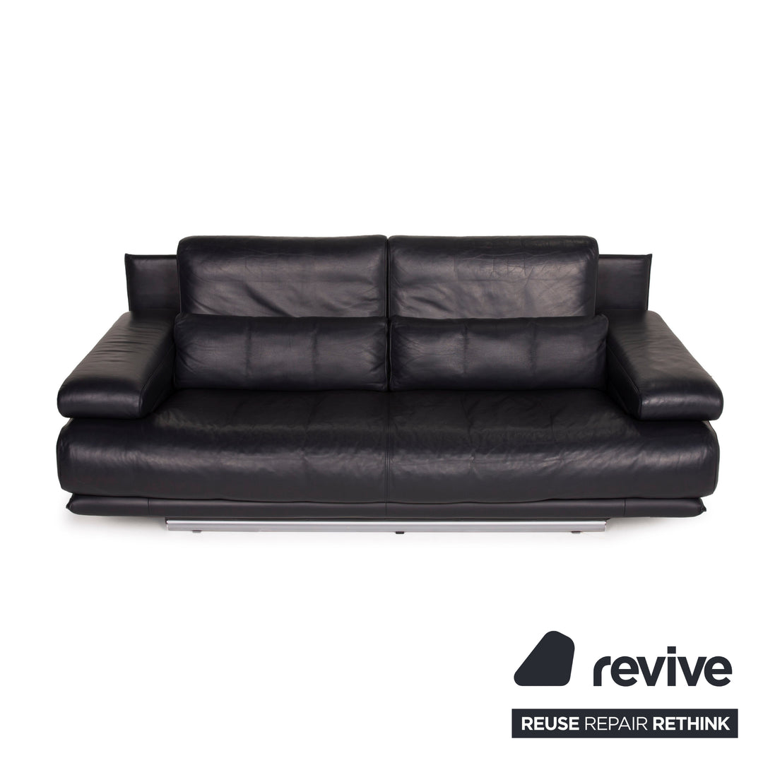 Rolf Benz 6500 leather sofa dark blue two-seater function