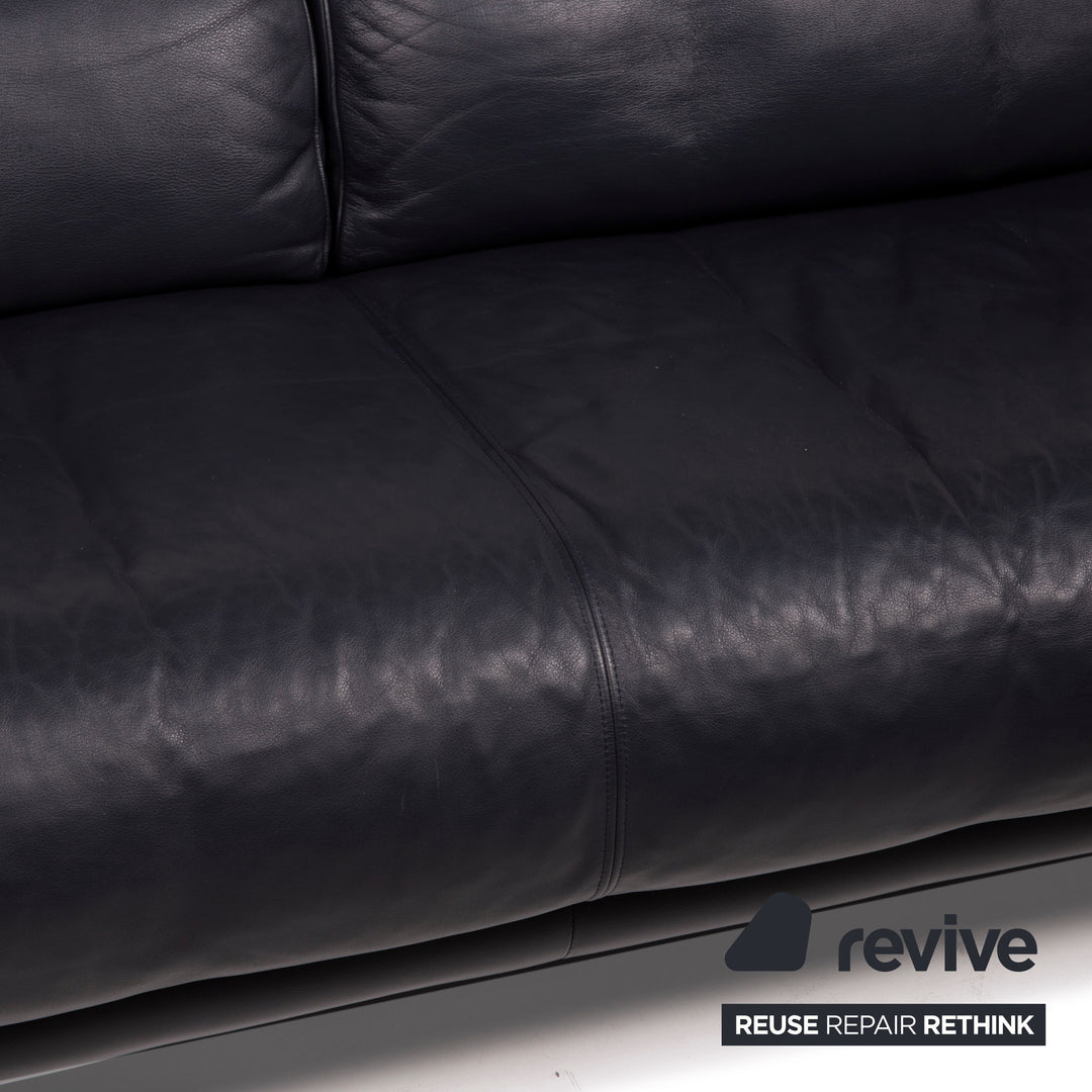 Rolf Benz 6500 leather sofa dark blue two-seater function