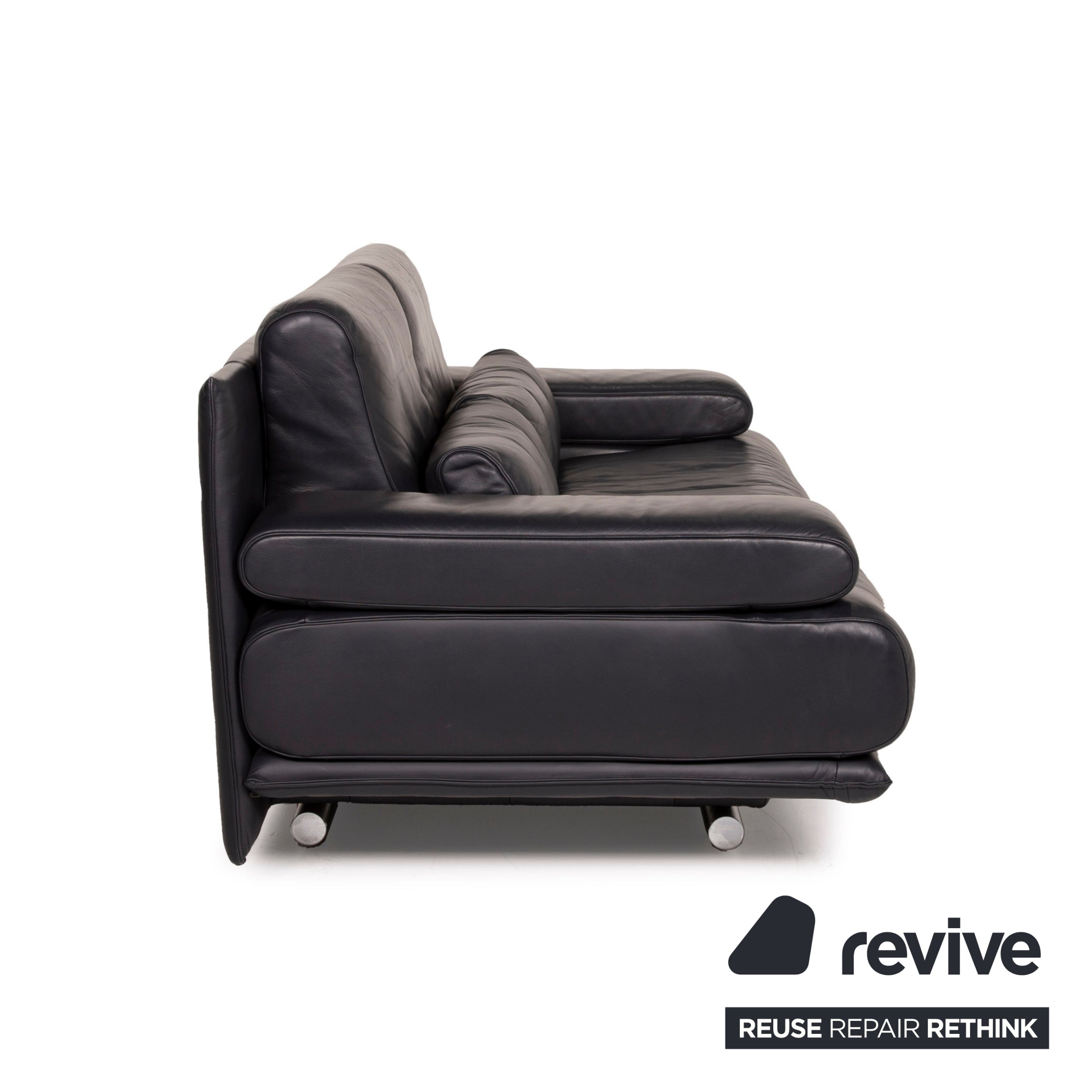 Rolf Benz 6500 Leder Sofa Dunkelblau Zweisitzer Funktion