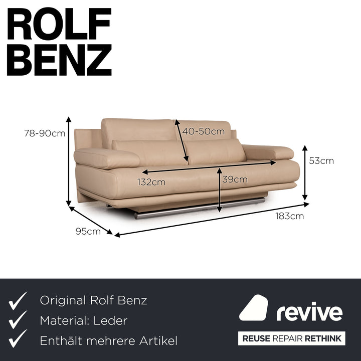 Rolf Benz 6500 Leder Sofa Garnitur Beige Zweisitzer Dreisitzer Couch Funktion