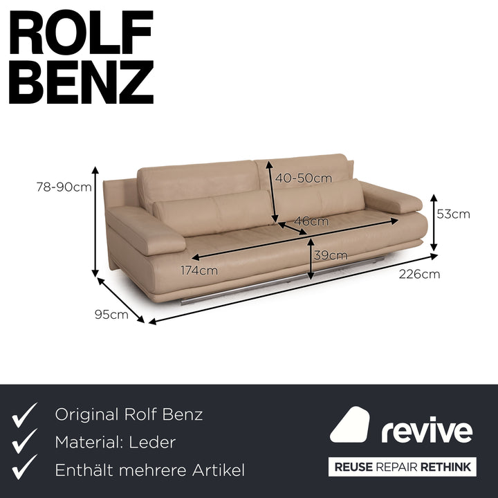 Rolf Benz 6500 leather sofa set beige two-seater three-seater couch function
