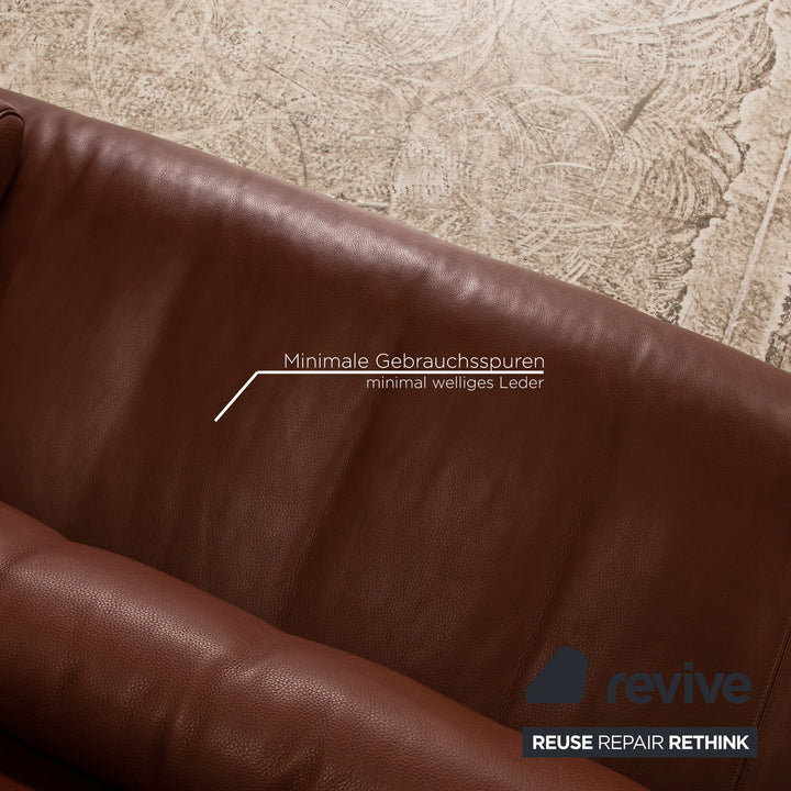Rolf Benz 6500 Leder Sofa Garnitur Braun Dreisitzer Couch Manuelle Funktion