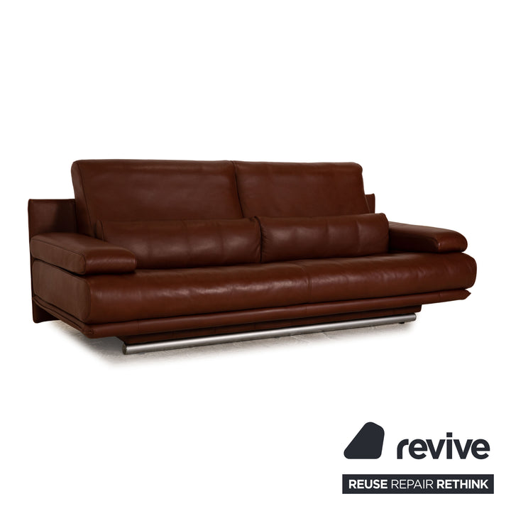 Rolf Benz 6500 Leder Sofa Garnitur Braun Dreisitzer Couch Manuelle Funktion