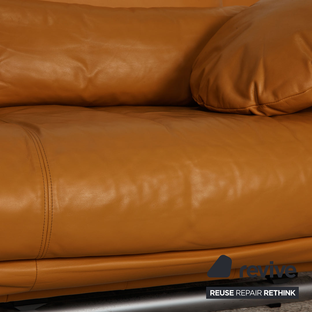 Rolf Benz 6500 Leder Sofa Garnitur Cognac Braun Dreisitzer Zweisitzer Sofa Couch