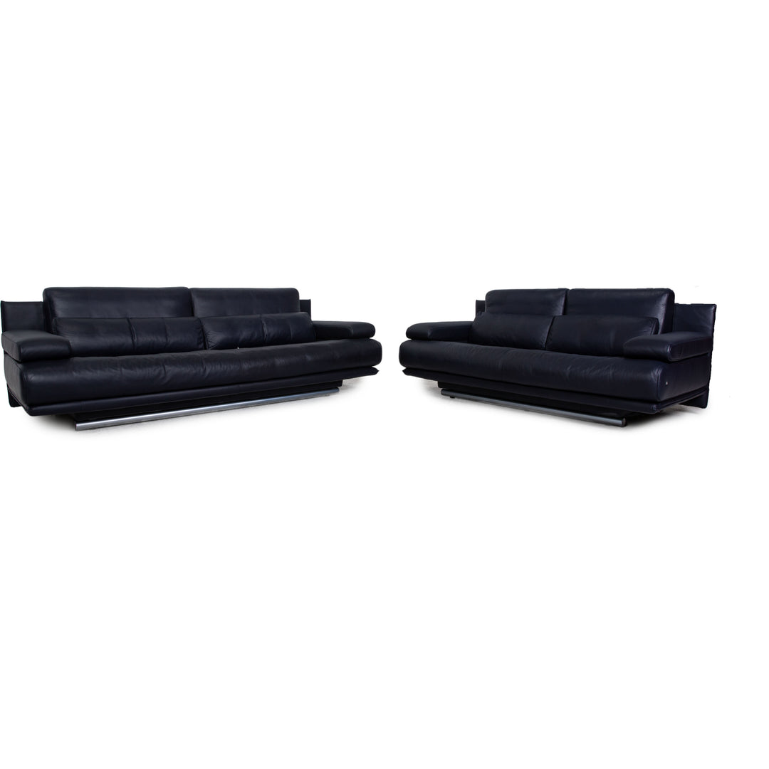 Rolf Benz 6500 leather sofa set dark blue two-seater three-seater couch