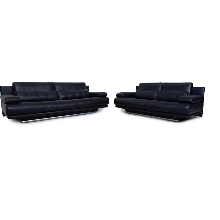 Rolf Benz 6500 leather sofa set dark blue two-seater three-seater couch