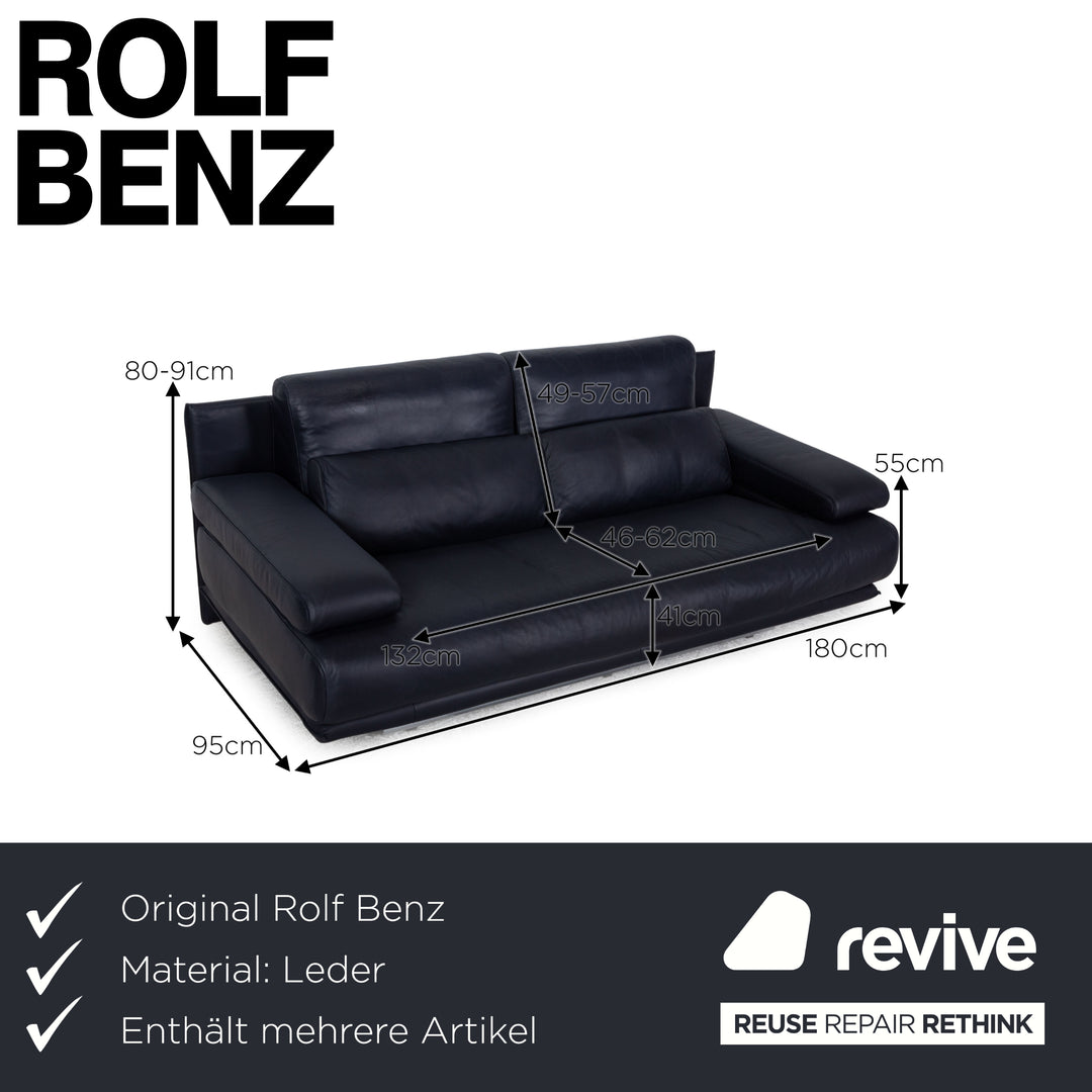 Rolf Benz 6500 leather sofa set dark blue two-seater three-seater couch