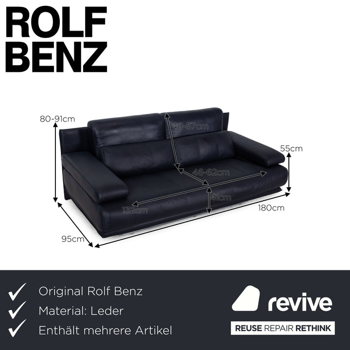 Rolf Benz 6500 leather sofa set dark blue two-seater three-seater couch