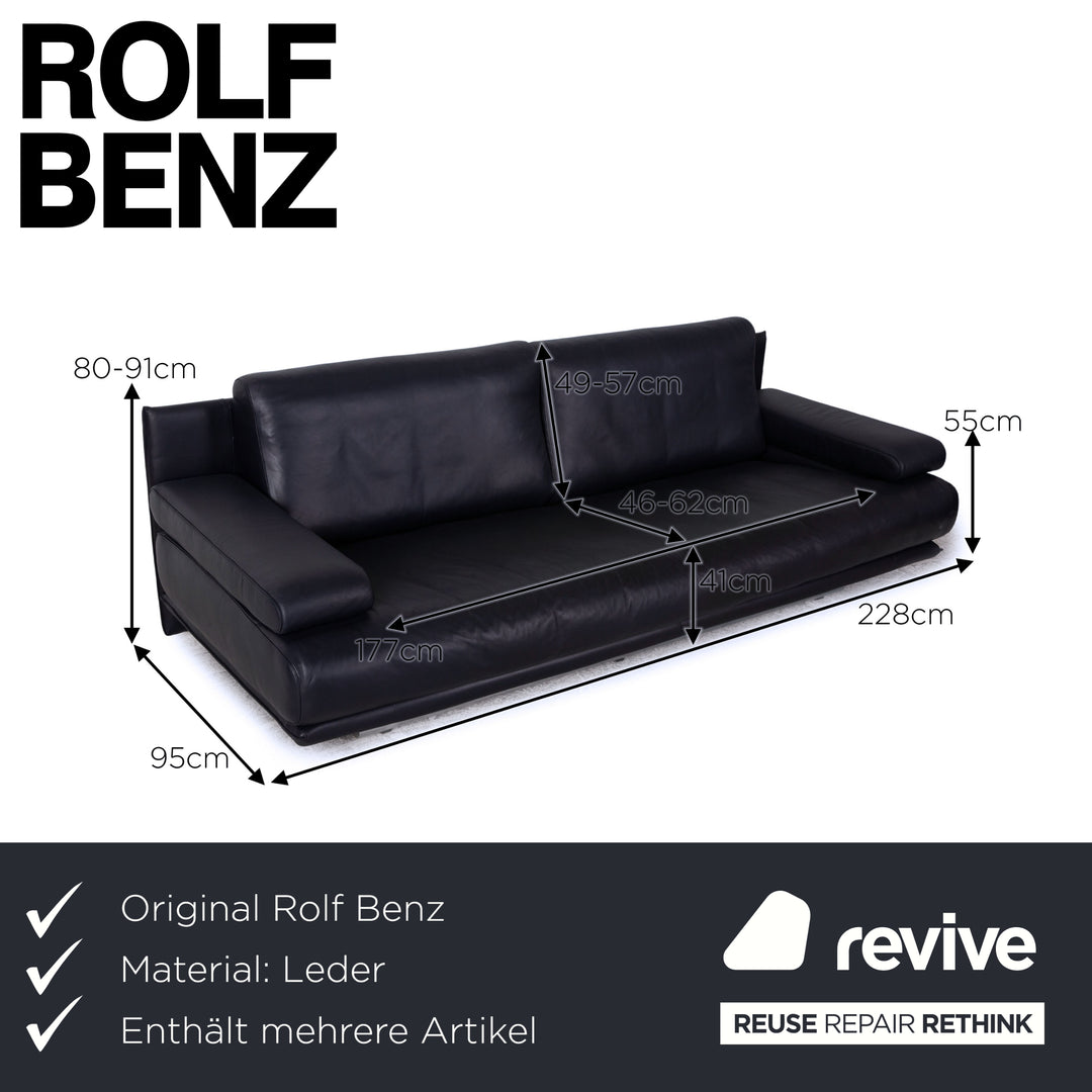 Rolf Benz 6500 leather sofa set dark blue two-seater three-seater couch