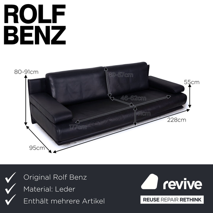 Rolf Benz 6500 leather sofa set dark blue two-seater three-seater couch