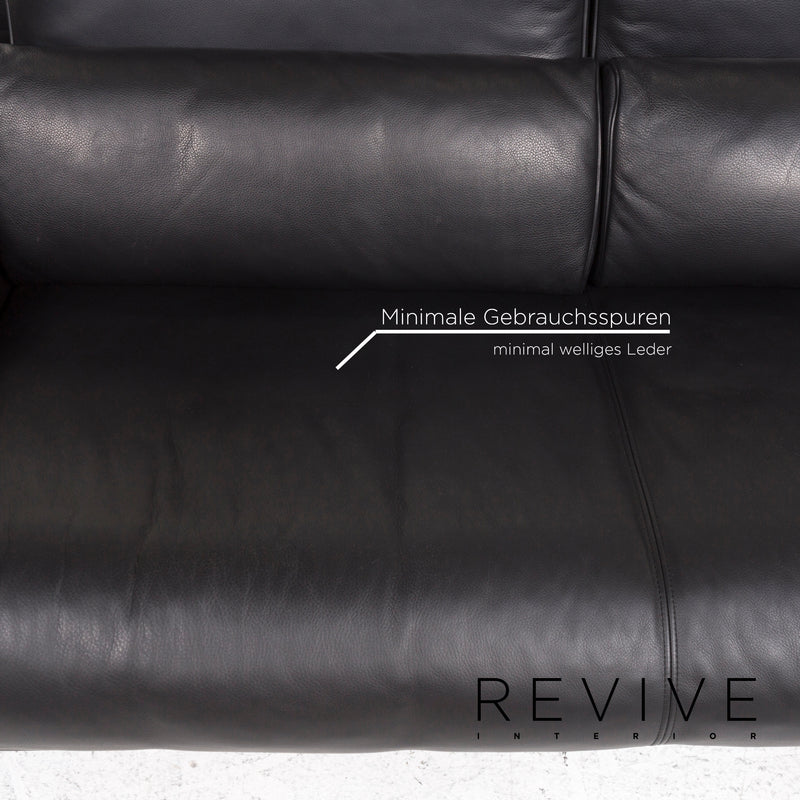 Rolf Benz 6500 Leder Sofa Garnitur Schwarz 1x Dreisitzer 2x Zweisitzer Funktion 