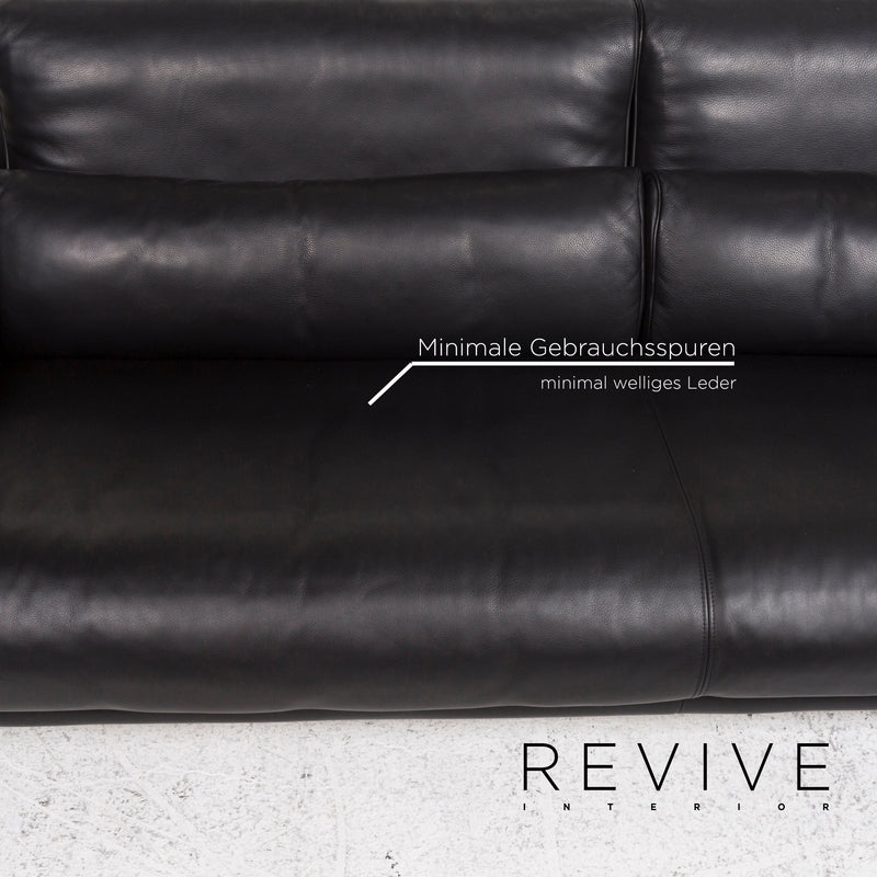 Rolf Benz 6500 Leder Sofa Garnitur Schwarz 1x Dreisitzer 2x Zweisitzer Funktion 