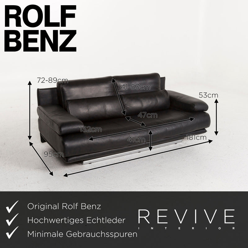 Rolf Benz 6500 Leder Sofa Garnitur Schwarz 1x Dreisitzer 2x Zweisitzer Funktion 