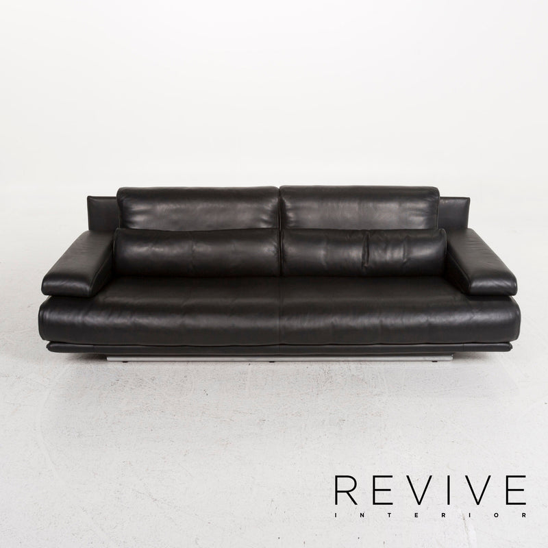 Rolf Benz 6500 Leder Sofa Garnitur Schwarz 1x Dreisitzer 2x Zweisitzer Funktion 