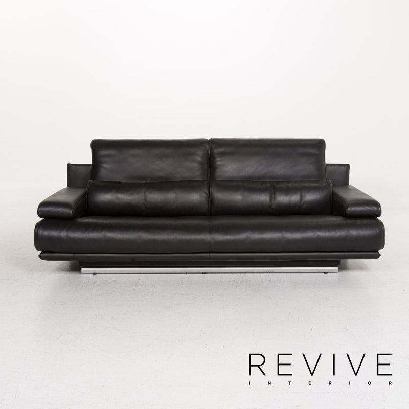 Rolf Benz 6500 Leder Sofa Garnitur Schwarz 1x Dreisitzer 2x Zweisitzer Funktion 