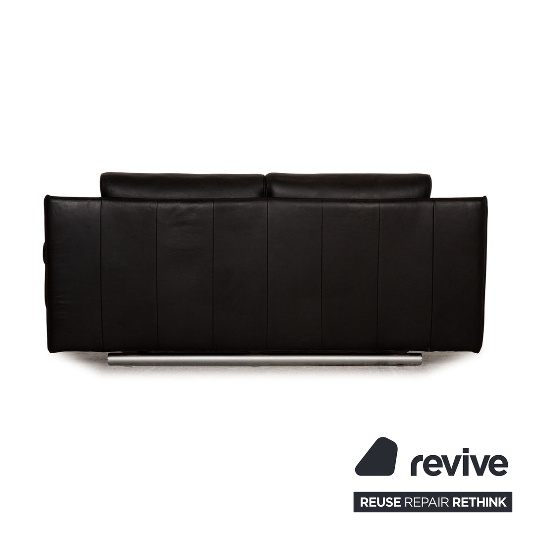 Rolf Benz 6500 Leder Sofa Garnitur Schwarz Zweisitzer Couch
